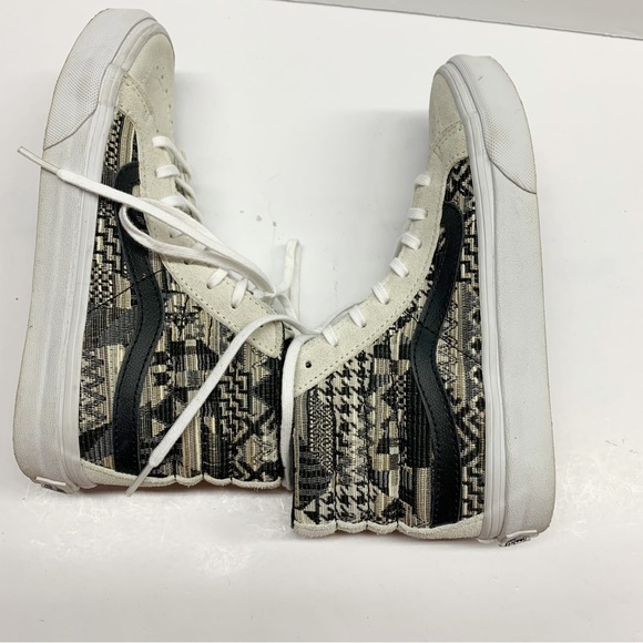 Vans Sk8-Hi Italian weave black & white high top sneakers 5.5 - Picture 6 of 15